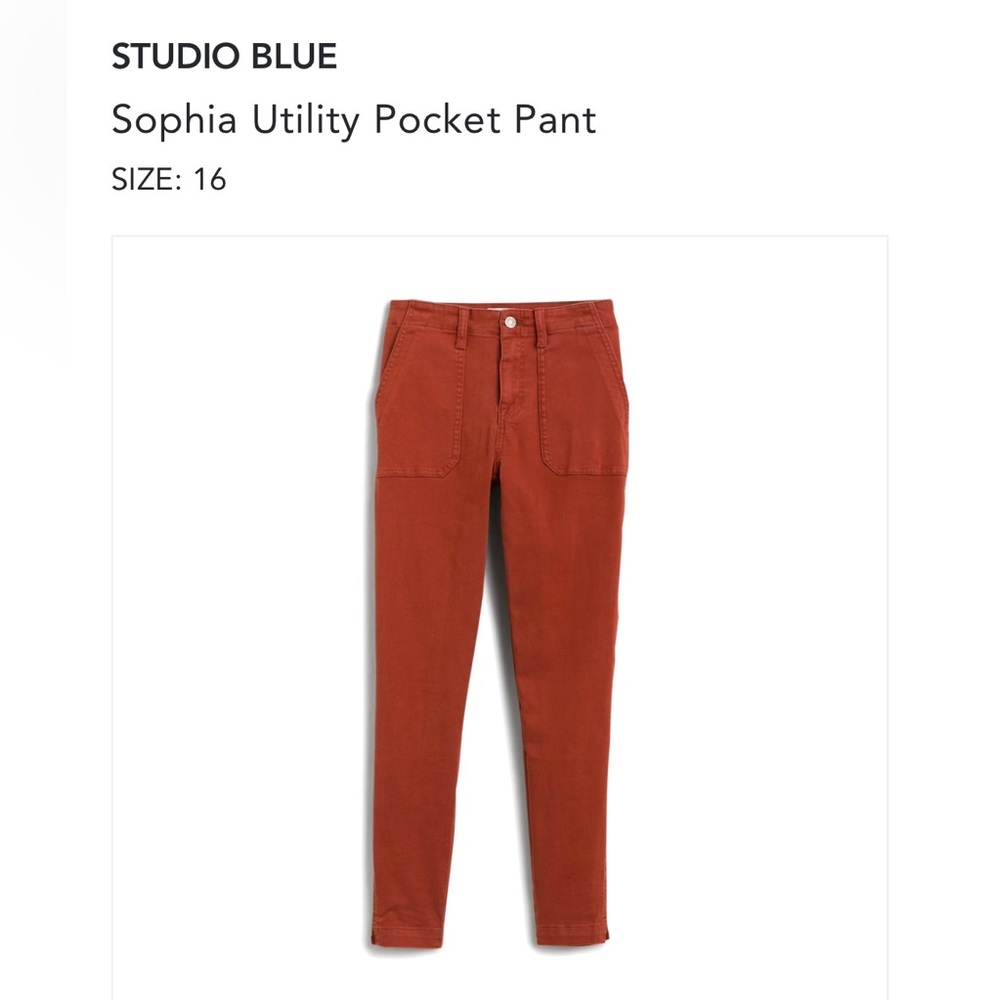 Studio Blue women’s size 16 NWT - Sophia utility pocket pant - burnt orange